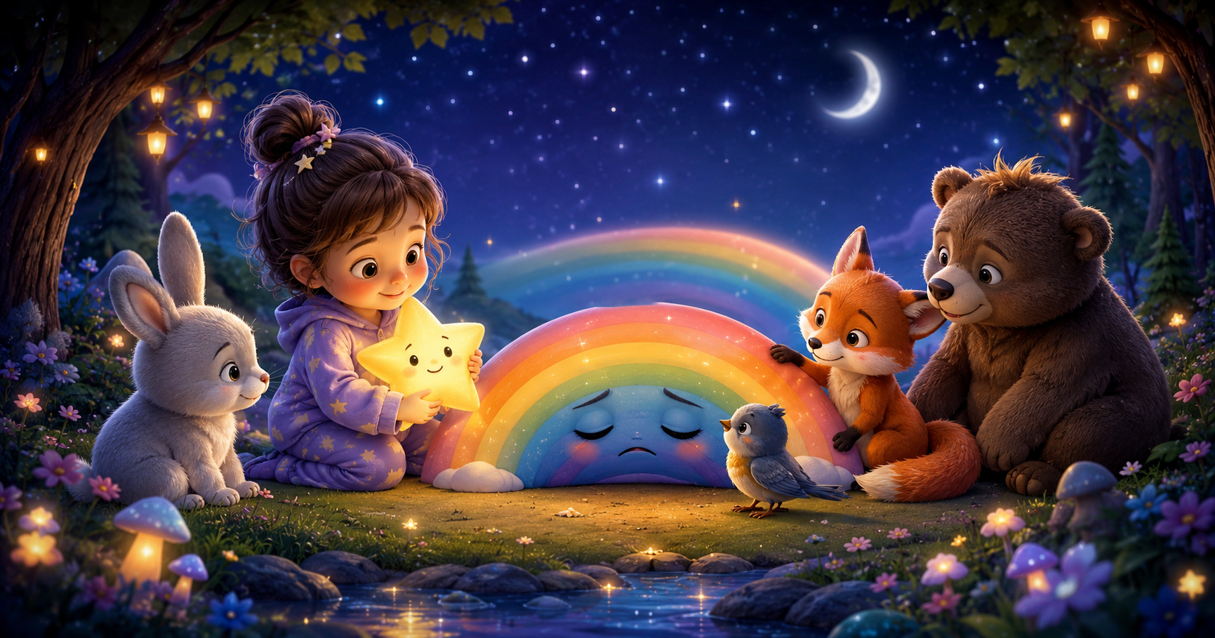 Leni und der müde Regenbogen im Nachtwald